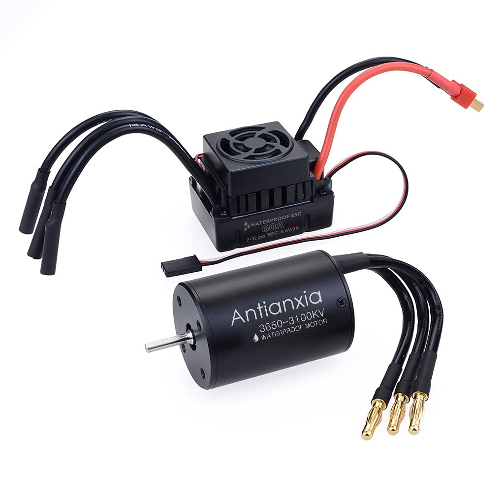 3650 3100KV Brushless Motor and 60A ESC Combo Set/Waterproof sensorless kit/Output 5.8V/3A/for 1/10 Remote Control car Truck Off-Road Vehicle