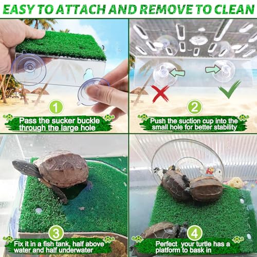 Image of Keedolla Lawn Turtle Basking Platform Tortoise Resting Terrace, Simulation Grass Turtle Ramp Tortoise Climbing Ladder for Aquarium, Fish and Turtle Tank - Large