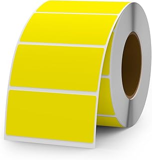 YIKIADA Etiquetas amarillas de 25 x 50 mm, autoadhesivas, de vinilo, de colores, impermeables, para mudanzas, oficinas, almacenes, casas, 500 unidades