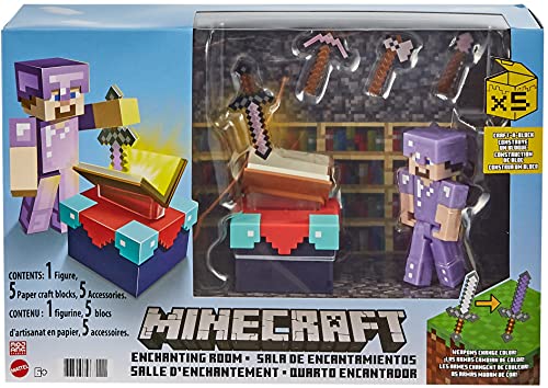Minecraft GYB62 - Zauberraum-Spielset mit ca. 8 cm großer Steve-Figur und Zubehör,Spielzeug ab 6 Jahren – Bild 7