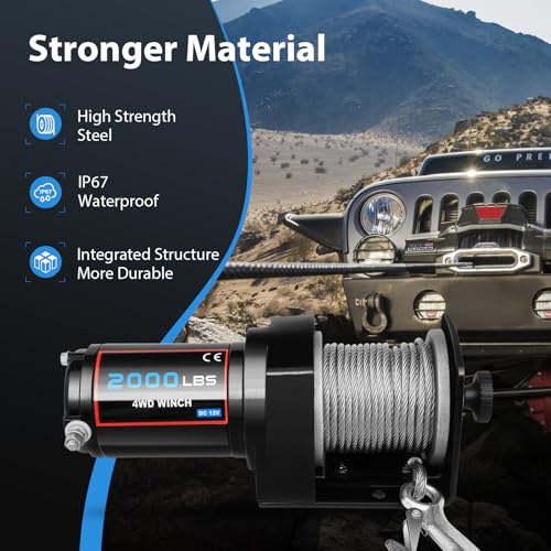 Winch eléctrico 2000LBS con control y tornillos miniatura 2
