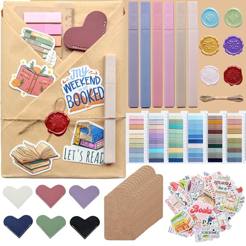J6&H6 6 Set Blind Date with a Book Gift excluding Books Gift Set Including Wax Seal Stickers Index Stickers Kraft Paper Labels Highlighters Kraft Paper Perfect for Literary Gifts (Ordinary)