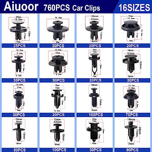 Car Clips 805Pcs Car Push Retainer Clips Bumper Push Fasteners Automotive Auto Clips Nylon Bumper Fender Plastic Rivets With 10 Cable Ties And Fasteners Remover For Toyota Gm Ford Honda Acura Chrysler #TOP1