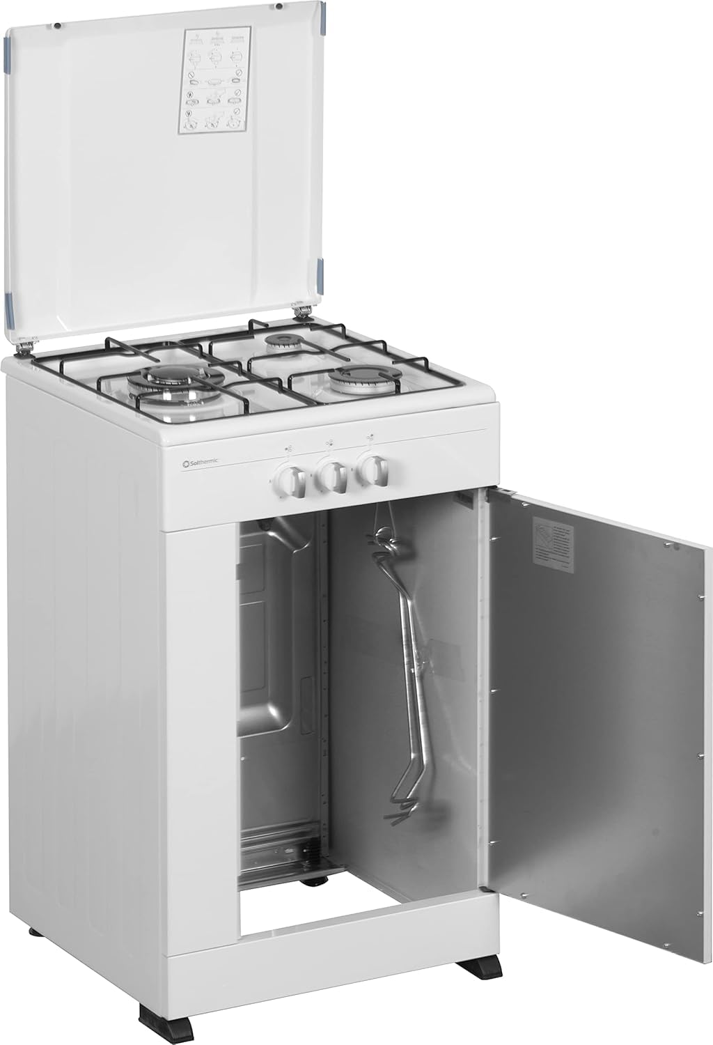SOLTHERMIC COMBO PACK COCINA GAS PORTABOMBONA 3 FUEGOS BLANCA 50X50 + CAMPANA 60 BLANCA / 50 CM/GRAN CAPACIDAD EXTRACCION/ALTA GAMA