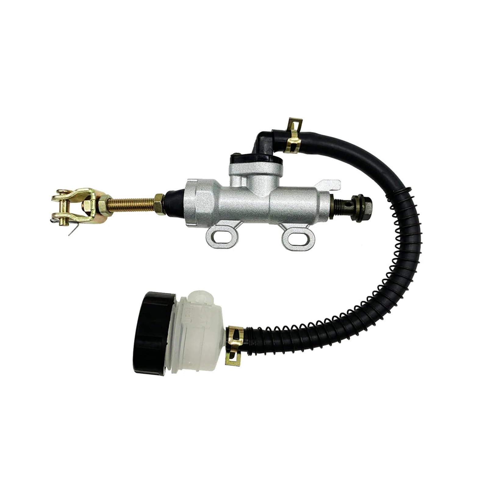 Haysxvr Silvery Universal Motorcycle One-Line Pump Rear Brake Pump Foot Hydraulic Master Oil Cylinder Refit Forward Brake Pump(Silvery)