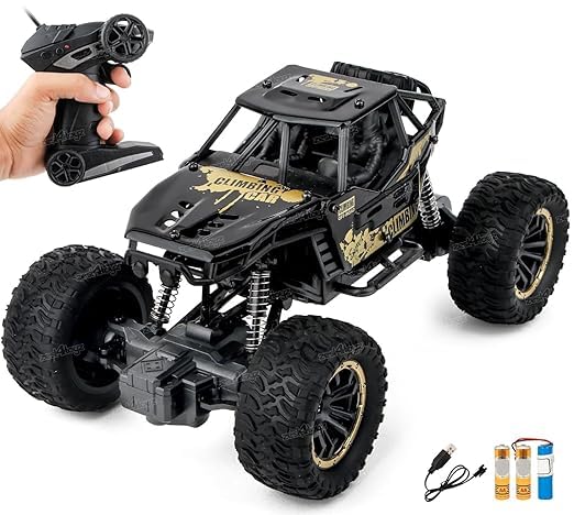Image of Remote Control Car for Kids & Adults, 4WD Off-Road Rock Crawler, High Speed RC Monster Truck with Rechargeable Battery, Shockproof Big Wheels, All Terrain Climbing Car Toy with Remote