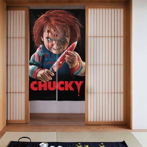 のれん チャッキー ウッディ アニメ 目隠し 間仕切り おしゃれ 遮光 ロング 暖簾 洗濯可 インテリア 玄関 キッチン 洗面所 リビング 飲食店 出入り口 トイレ 幅86cm×丈143cm