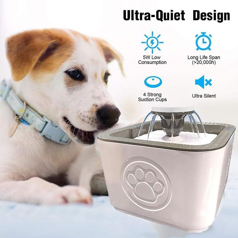GION Cat Dog Water Fountain Water Dispenser 2.5L Automatic Pet Water Dispenser with 2 Carbon Filter Pad, Pet Drinking Fountain Quiet Filter for Cats and Small Dogs (1Pcs) 1