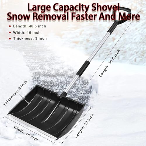 Heavy Duty Portable Snow Shovel with D-Ring Handle Large Capacity Durable Aluminum Compact Plastic Ideal for Garden Car Camping and Outdoor Activities
