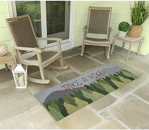 Liora Manne FRONTPORCH Indoor/Outdoor Hand Tufted Durable Area Rug - Contemporary Lodge Nature Decorative (Take A Hike Forest) (2' x 5')