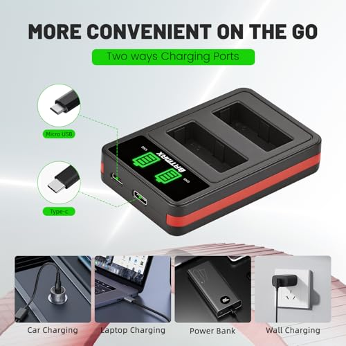 Image of Batmax 2Pcs NB-2L NB-2LH Battery + Built-in USB LED Charger for Canon PowerShot G7 G9 S80 S70 S60 S50 S45 S40 S30, Canon DC410 DC420 EOS 350D 400D Digital Rebel XT XTi, VIXIA HF R10