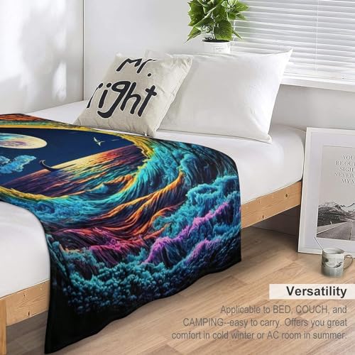 Couverture de vagues colorées plaid polaire doux pour lit et bébé