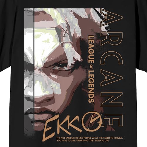 League of Legends Arcane Ekko Adult Black Crew Neck Short Sleeve T-Shirt-Small2