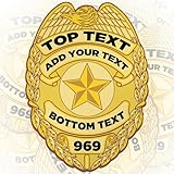 Personalized Police Badge Sticker Police Officer Yellow Sticker Police Officer Badge Custom Name & Number Sticker Funny for Hard Hat Waterproof Vinyl Sticker for Water Bottle Phone Case Laptop Tumbler