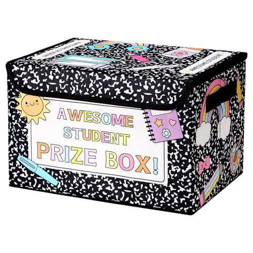 Weysat Composition Notebook Treasure Chest Box for Prize Foldable Storage with Lid Prizes Awards Chest Teachers Toy Prizes Awards Rewards Treasure Box for Classroom Kids Nursery Room School Decor