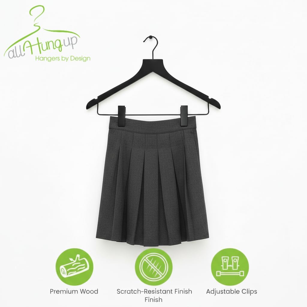 Sueded Clothes Hanger with Clips, Non-Slip, Durable, and Space-Saving Closet Organizer, Black, 6pcs