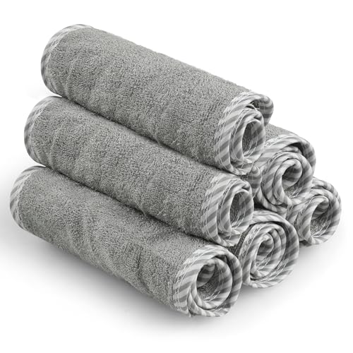 Image of San Francisco Baby Washcloths for Newborn – Rayon from Bamboo Washcloths, Baby Wash Cloths Soft, Wash Cloths for Babies, Baby Wash Cloth – 6 Pieces, Gray