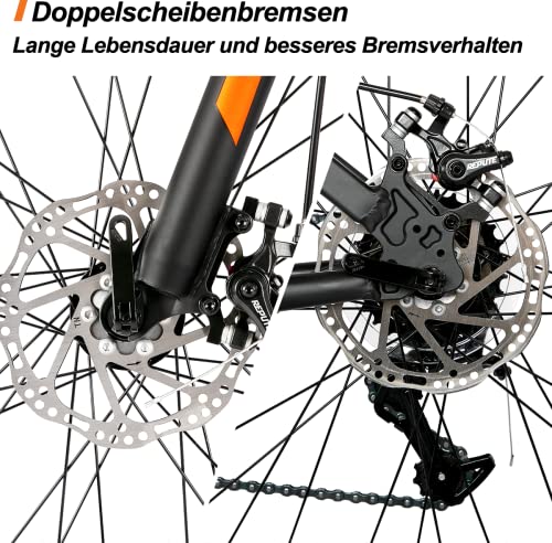 Foto von HILAND 29 Zoll Mountainbike MTB Hardtail mit Speichenrädern 482MM Aluminiumrahmen 21 Gang Schaltung Shimano-Schaltwerk Scheibenbremse Federgabel Herren Damen schwarz
