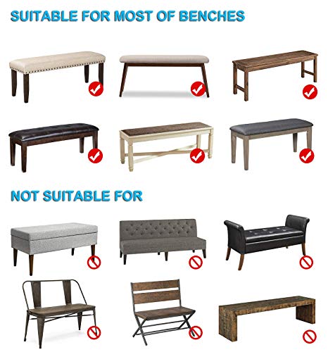 Womaco Dining Room Bench Covers Stretch Spandex Upholstered Bench Seat Cushion Slipcovers For Kitchen Dining Bench Seat Protector (Black, Medium) #TOP6