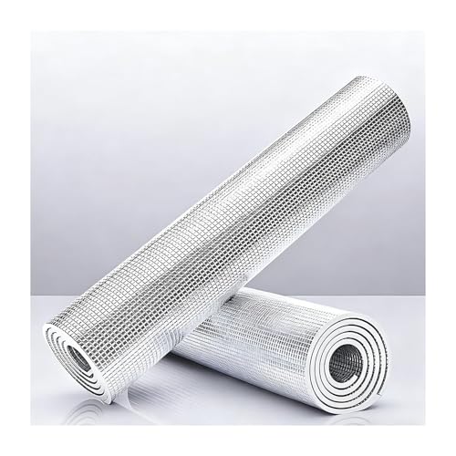 HBOOMOEM アルミ断熱シート、断熱シート 両面 アルミ蒸着 断熱材 、保温シート 断熱材、単一反射箔断熱フォームサーマルパネルフ、天井、壁、窓、屋根裏、鉄骨構造、屋根に合わせてカットできます。(500CM/196.9IN,1CM/0.39IN)