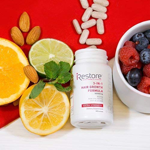 iRestore 3-in-1 Hair Growth Supplement with Biotin, DHT Blocker, Saw Palmetto, and Other Extracts (60 Count) – 3 Pack