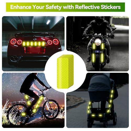Image of 60Pcs Reflective Stickers, Warning Safety Reflective Sticker, Bike Stickers, Mailbox Reflectors, Reflective Stickers for Clothing, Reflective Helmet Stickers