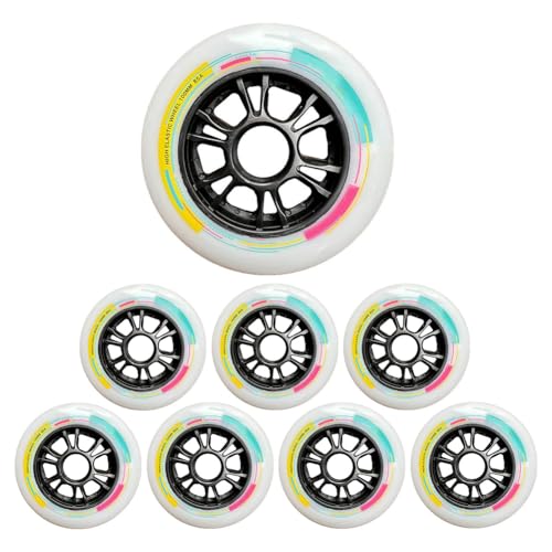 JCCHT Inline Skate Replacement Wheels Outdoor & Indoor 8 Pack Speed Racing Skate Wheels 90/100/110mm 85A Replaceable Training Wheels,110mm