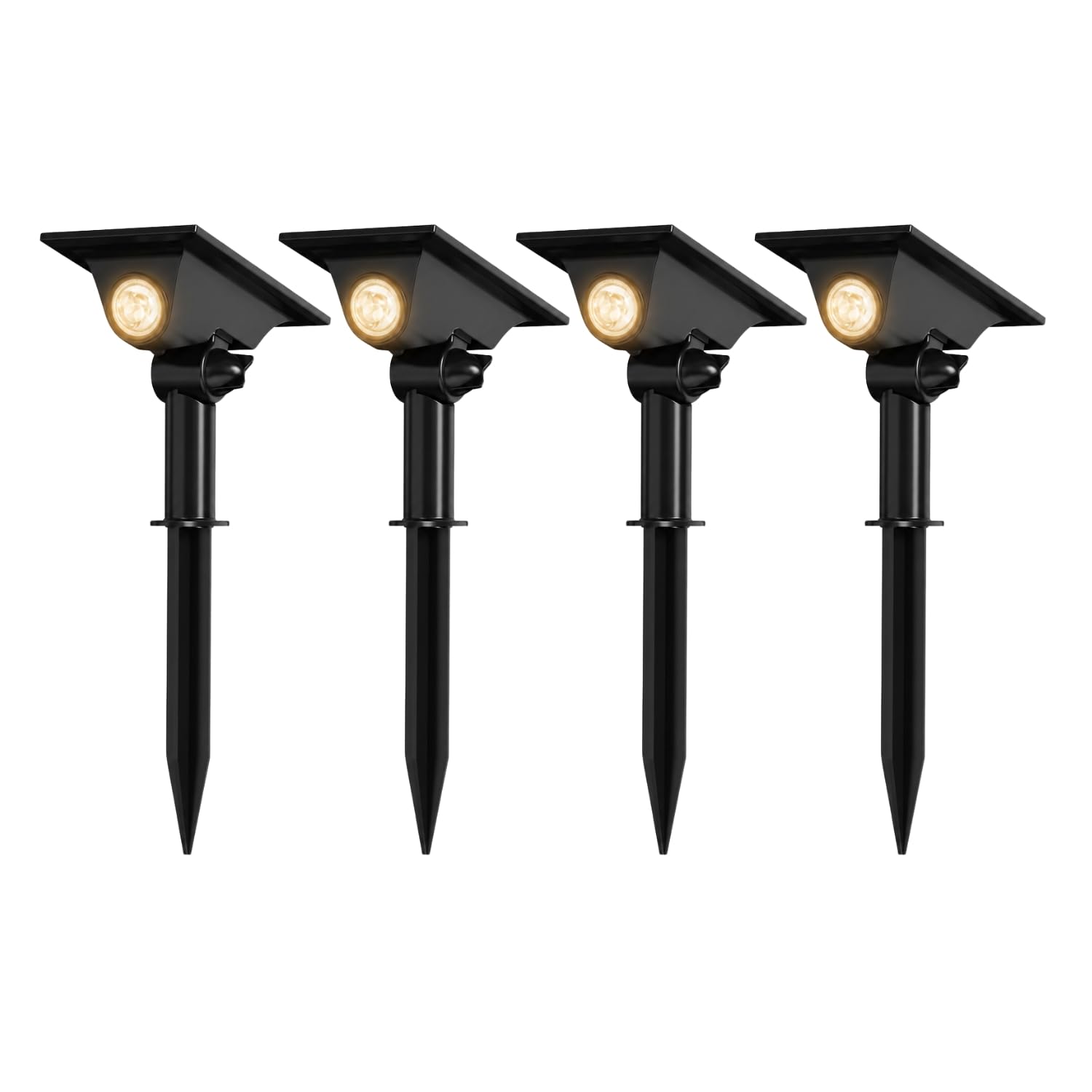 Auraglow Solar Spike Spotlights Ground or Wall Mount, 4 Pack