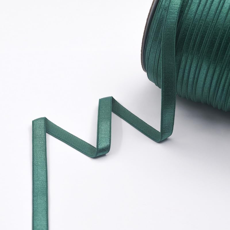 Nine Looms 5 Yards 3/8" 10mm Hunter Elastics Spandex Bands Shoulder Tape Underwear Lingerie DIY Sewing Trim Shiny Nylon Bra Strap Elastic Band for Sewing High Elasticity (5Y Hunter) โ image 1