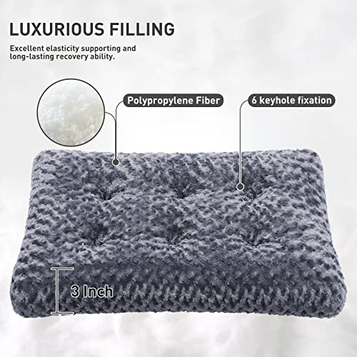 Image of KSIIA Washable Dog Bed Medium Size Dog Crate Bed Pet Mat 29 inchx21 inch Dark Gray | Deluxe Plush Comfy Kennel Pad, Anti-Slip Bottom,Deep Sleeping Mat for Medium Dogs,Machine Washable for Easy Cleaning