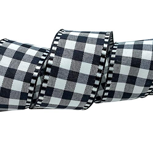 Morex Ribbon Wired Gingham Edge Ribbon, 1.5 inches by 10 Yards, Black/White, 8215.40/10-613 by Morex Ribbon - Image 2