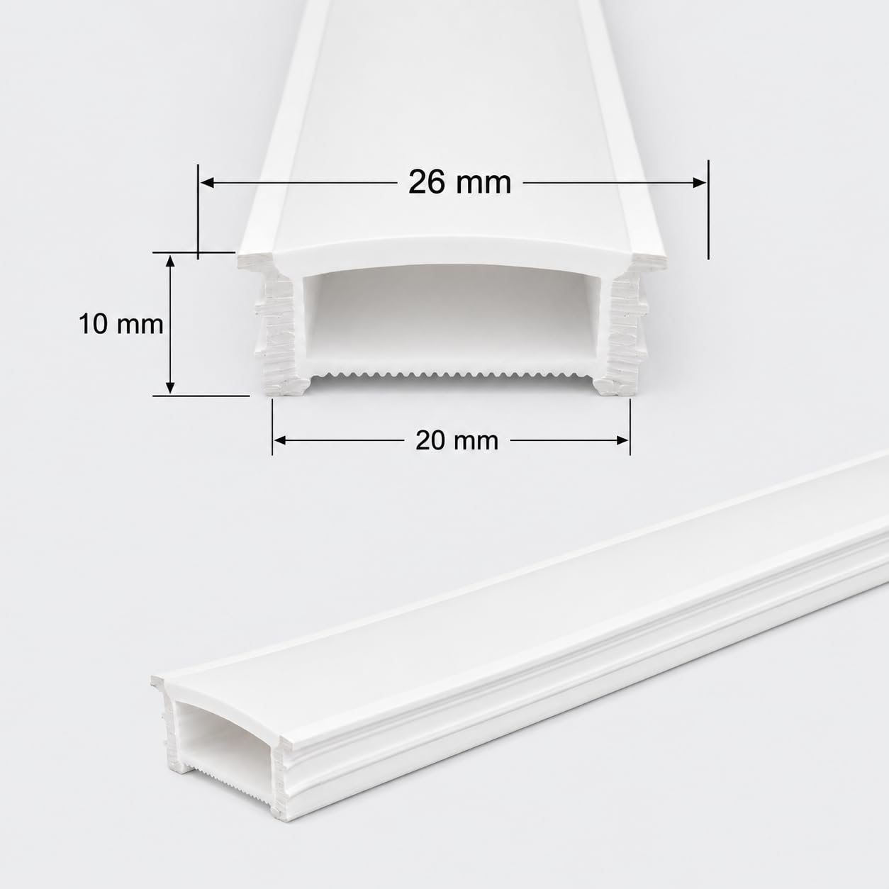 JANDEI - Custodia Flessibile in Silicone 5 Metri Senza Base per Striscia LED, Formato Rettangolare 20 mm x 10 mm. Adatto per Interni, Custodia Bianca (non include striscia LED)