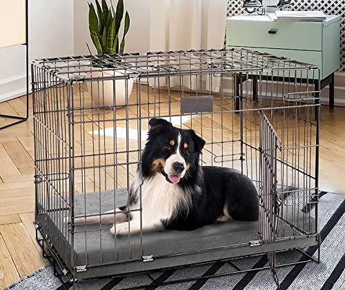 Large Grey Dog Bed Mattress Memory Foam Thick Removable Washable Cover Zipper Plush Pet Mat OL20 - Image 4
