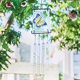 MUMTOP Wind Chimes for Outside-Wind Chimes Outdoor - Butterfly Colorful Stained Glass Wind Chimes Hanging Ornaments for Home Garden Decor