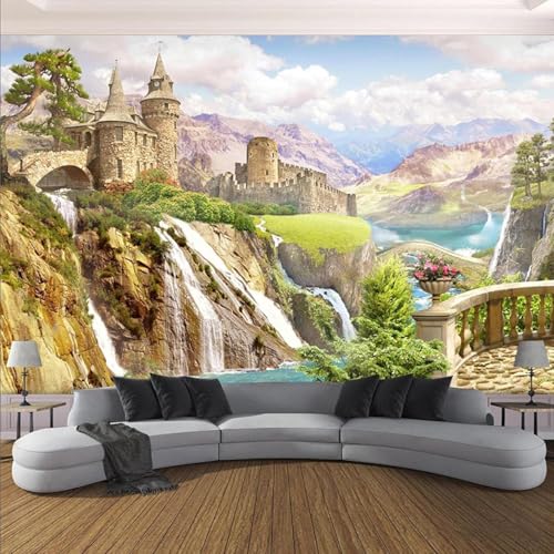 Poster Murale Moderne Salon Paysage Montagnes Architecture 3D - 2