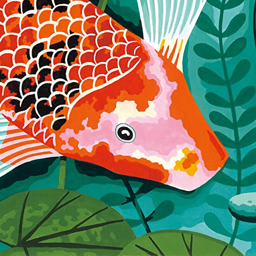 Image of Dimensions 73-91855 Colorful Koi Animal Paint by Number Kit for Adults and Kids, 16 inch x 20 inch, Multicolor, 12pcs