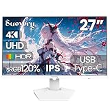 Suevery 27インチ モニター 4K UHD 3840×2160 PCモニター 60Hz IPSパネル ディスプレイ USB Type-c & HDMI2.0 & DP1.2 FreeSyncサポート ブルーライト軽減 傾斜調整 120%sRGB広色域対応 VESA対応（ホワイト）