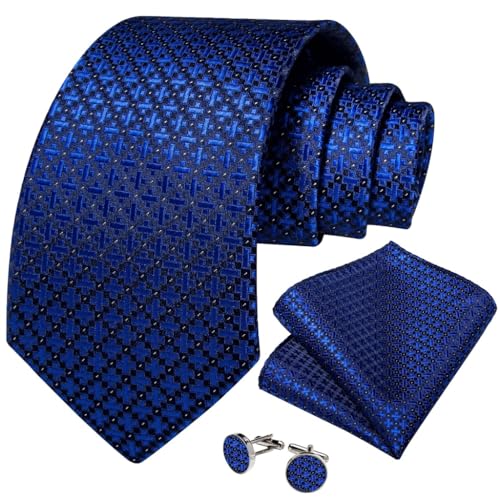 Conjunto de corbata de seda a cuadros para hombre