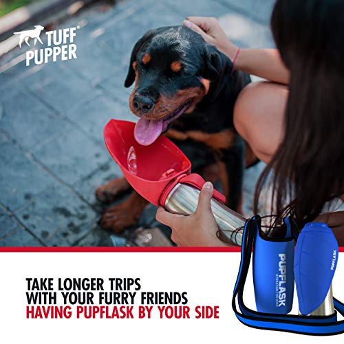 Tuff Pupper Pupflask Insulated Neoprene Dog Water Bottle Holder Sling With Wide Adjustable Shoulder Strap, Great For Travel, Walking, Hiking, Portable Pet Water Bottle Holder (27 Oz, Nebulas Blue) #TOP2