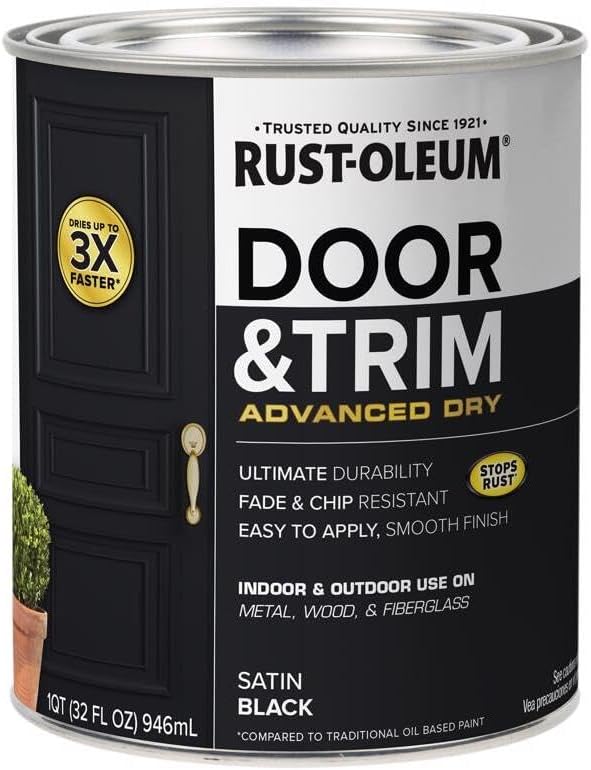369383 Advanced Dry Door & Trim Paint, Quart, Satin Black