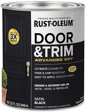 Rust-Oleum 369383 Advanced Dry Door & Trim Paint, Quart, Satin Black