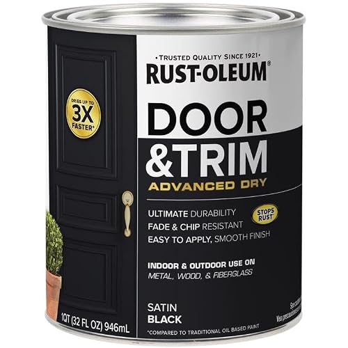 Rust-Oleum 369383 Advanced Dry Door & Trim Paint, Quart, Satin Black