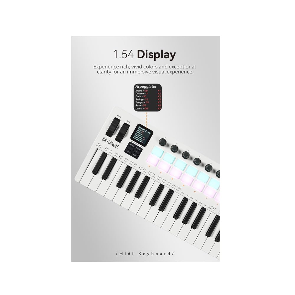M-Vave SMK-37 Pro Bluetooth Midi Keyboard with Built-in FM Synth
