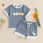 Toddler Baby Girl Outfits Floral Summer Clothes Infant Spring Waffle Short Sleeve Shirt Tops Cute Shorts Set - Image 2