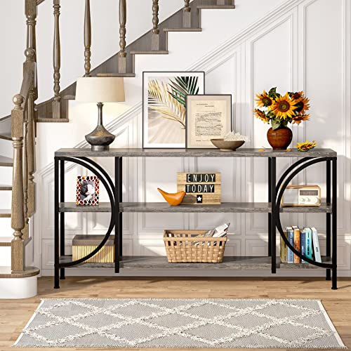 Tribesigns 70.9 Inch Extra Long Sofa Table, 3 Tier Narrow Console Table With Storage Shelves, Industrial Entryway Table Behind Sofa Couch For Living Room, Hallway, Foyer (Gray) #TOP2