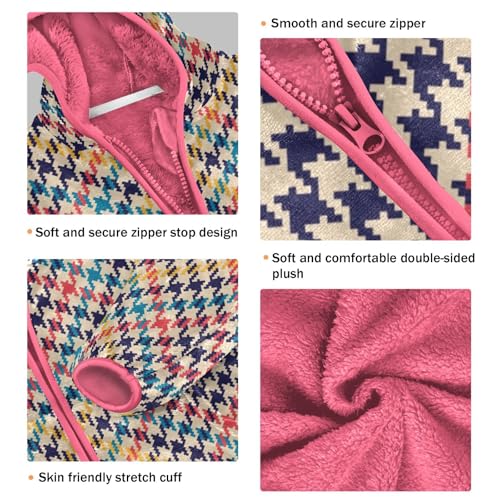 GuoChe Colorful Houndstooth Plaid Toddler Fleece Jacket3