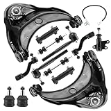 Front Upper Control Arms w/Ball Joints Pitman Idler Arm Sleeves Sway Bar End Links Tie Rods Suspension Kits for 93-99 C1500 Suburban C2500, GMC C1500 C2500 Yukon RWD (15pc)