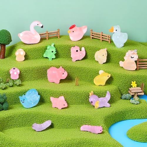 160 Pcs Mini Resin Animals 22 Styles Mixed Luminous Resin Animal Glow in the Dark Tiny Plastic Animals Figures for Fairy Garden Micro Landscape Aquarium Decor Garden Dollhouse Accessories - Image 5