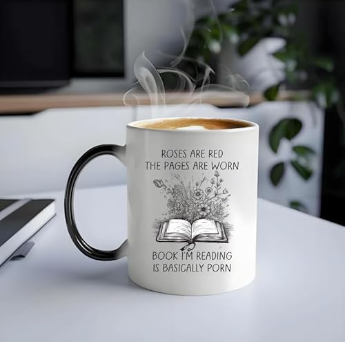 MZVO Funny Coffee Mug Roses are Red The Pages Are Worn Book Color Changing Mug,Heat Activated Cup 11oz