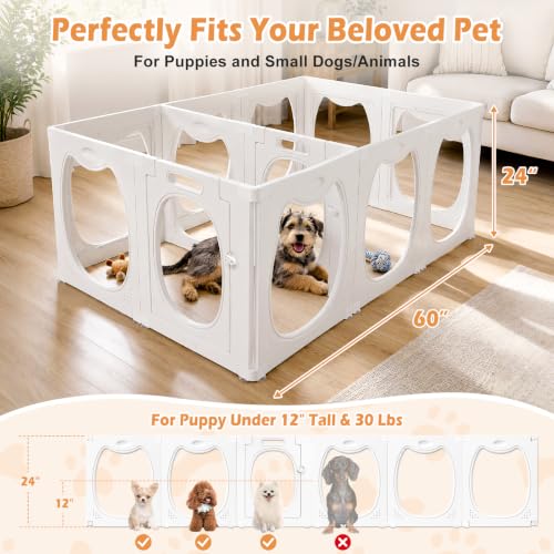 TNELTUEB Acrylic Dog Playpen Dog Fence, Puppy Play Pen Indoors for Small Pet, 12 Panels Fully Transparent — view 2